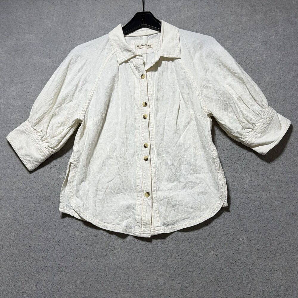 Free People We The Free Ellie Top Small Offwhite Puff Coquette Peasant Shirt